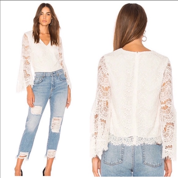 MINKPINK Tops - MINKPINK NWT Off White Tainted Love Lace Blouse